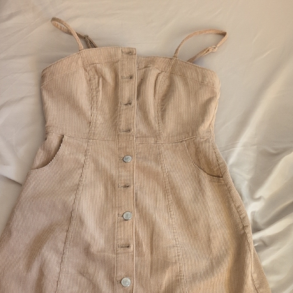 Tan Button-Down Dress